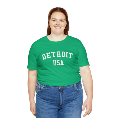 'Detroit USA' T-Shirt (Collegiate Font) | Unisex Standard