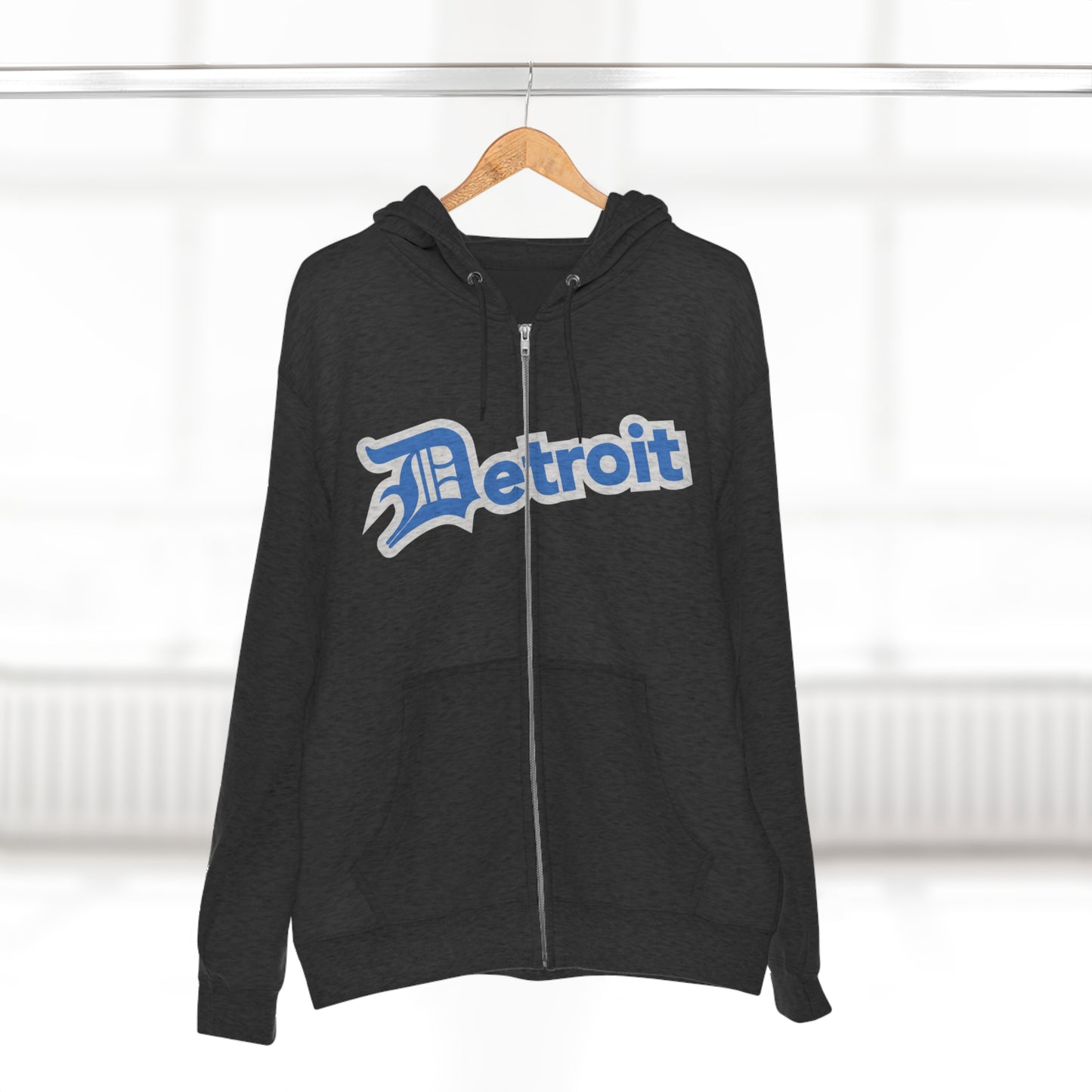 'Detroit' Hoodie (Azure w/ Old English 'D') | Unisex Full Zip