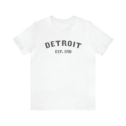 'Detroit EST. 1701' T-Shirt (Iron Ore Grey Ballpark Font) | Unisex Standard