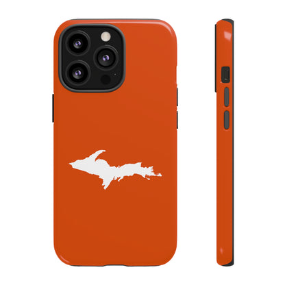 Michigan Upper Peninsula Tough Phone Case (Maple Leaf Orange w/ UP Outline) | Apple iPhone