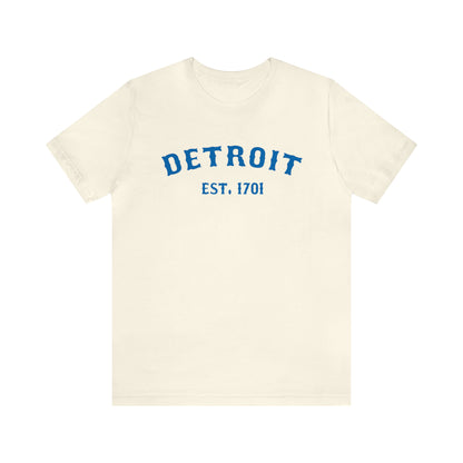 'Detroit EST. 1701' T-Shirt (Azure Ballpark Font) | Unisex Standard