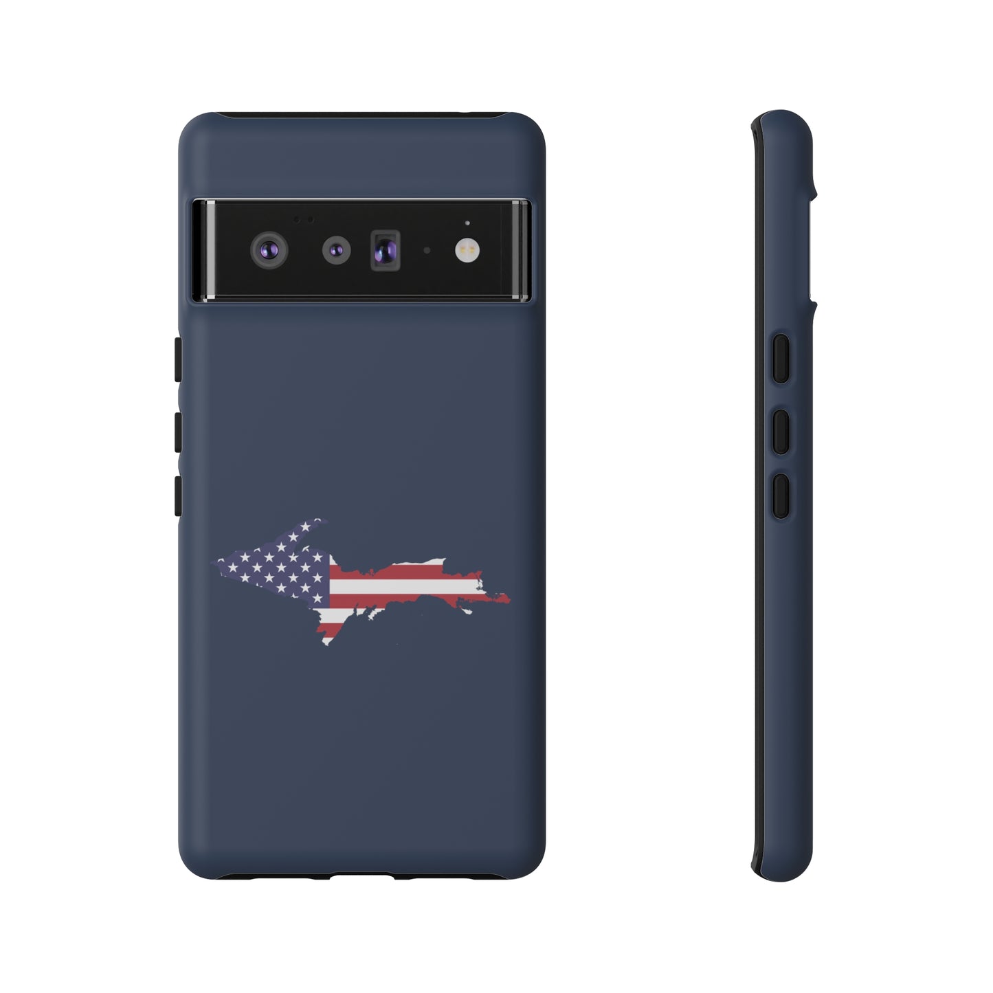 Michigan Upper Peninsula Tough Phone Case (Navy w/ UP USA Flag Outline) | Samsung & Pixel Android