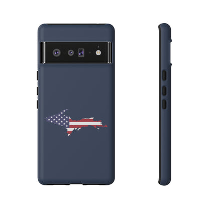 Michigan Upper Peninsula Tough Phone Case (Navy w/ UP USA Flag Outline) | Samsung & Pixel Android