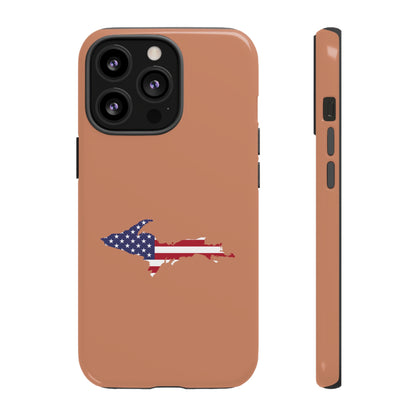 Michigan Upper Peninsula Tough Phone Case (Copper Color w/ UP USA Flag Outline) | Apple iPhone