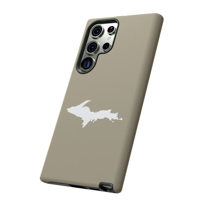 Michigan Upper Peninsula Tough Phone Case (Petoskey Stone Beige w/ UP Outline) | Samsung & Pixel Android