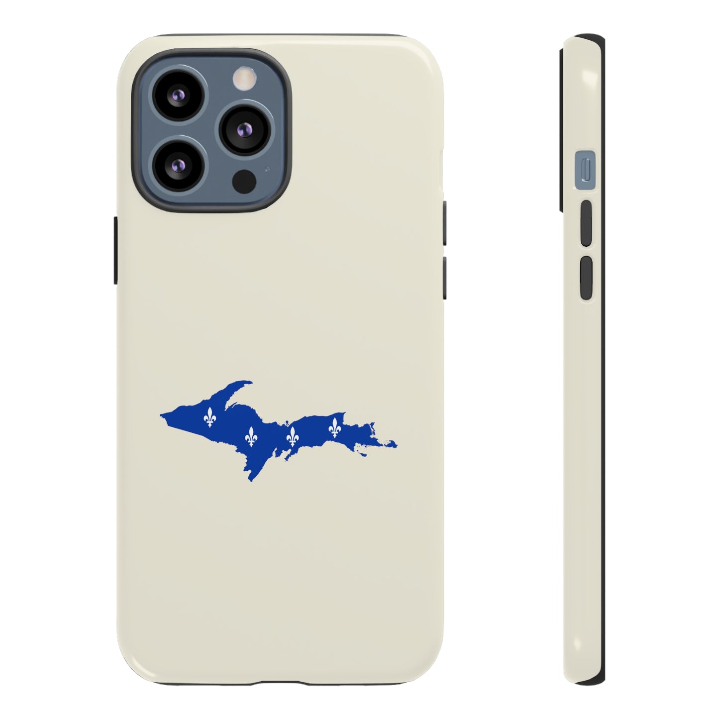 Michigan Upper Peninsula Tough Phone Case (Ivory White w/ UP Quebec Flag Outline) | Apple iPhone