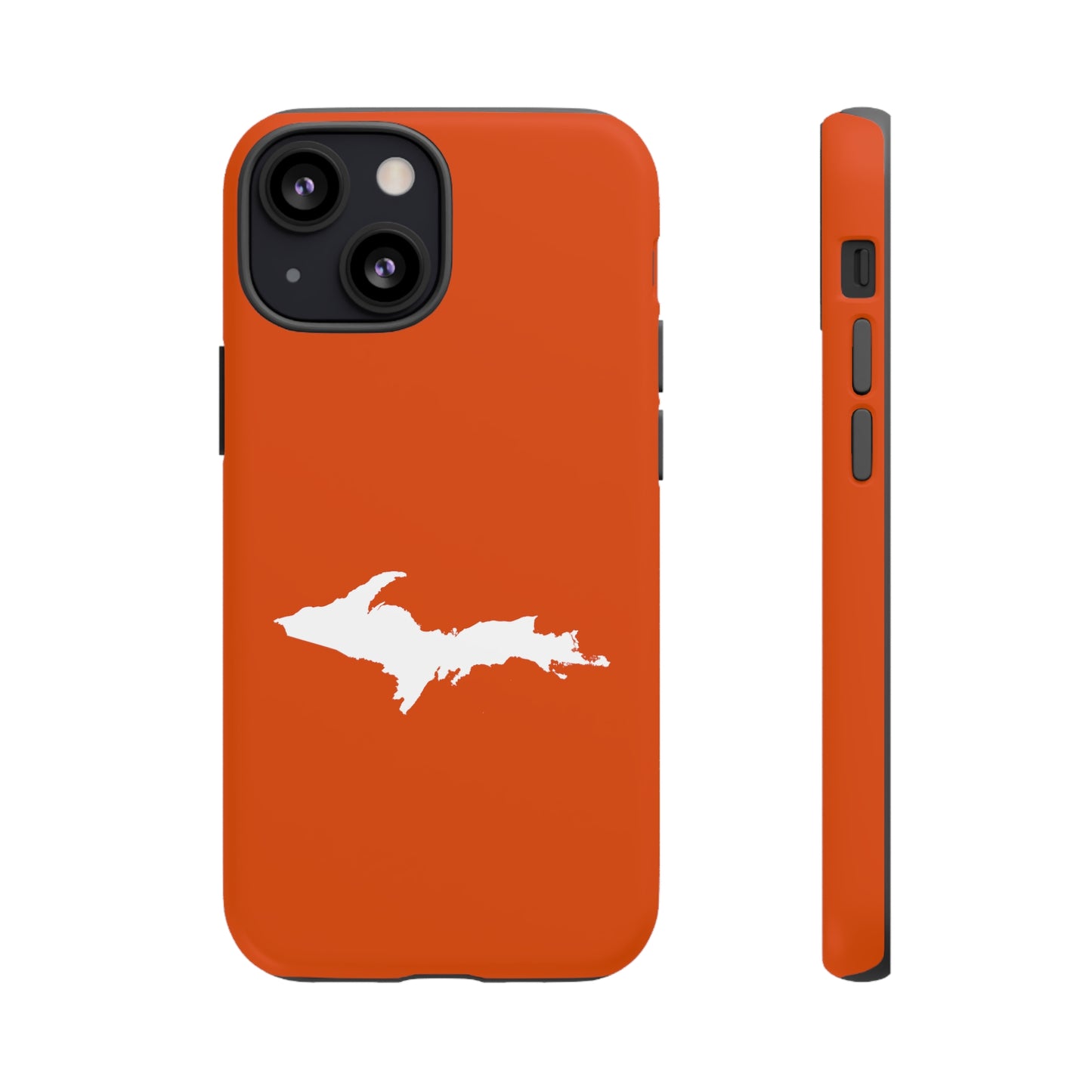 Michigan Upper Peninsula Tough Phone Case (Maple Leaf Orange w/ UP Outline) | Apple iPhone