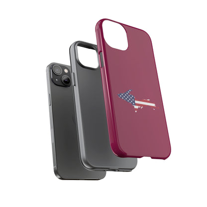 Michigan Upper Peninsula Tough Phone Case (Ruby Red w/ UP USA Flag Outline) | Apple iPhone