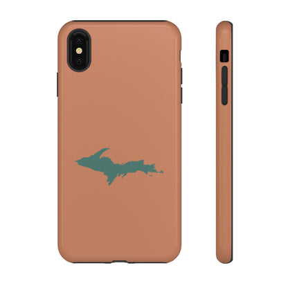 Michigan Upper Peninsula Tough Phone Case (Copper Color w/ Copper Green UP Outline) | Apple iPhone