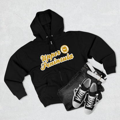 Upper Peninsula EST 1837' Hoodie (Gold Script Font) | Unisex Full Zip