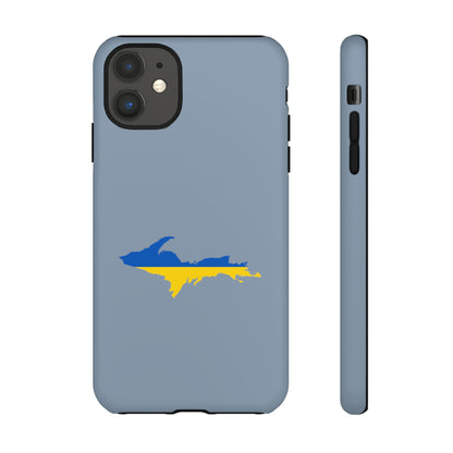 Michigan Upper Peninsula Tough Phone Case (B-24 Liberator Grey w/ UP Ukraine Flag Outline) | Apple iPhone