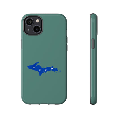 Michigan Upper Peninsula Tough Phone Case (Copper Green w/ UP Quebec Flag Outline) | Apple iPhone