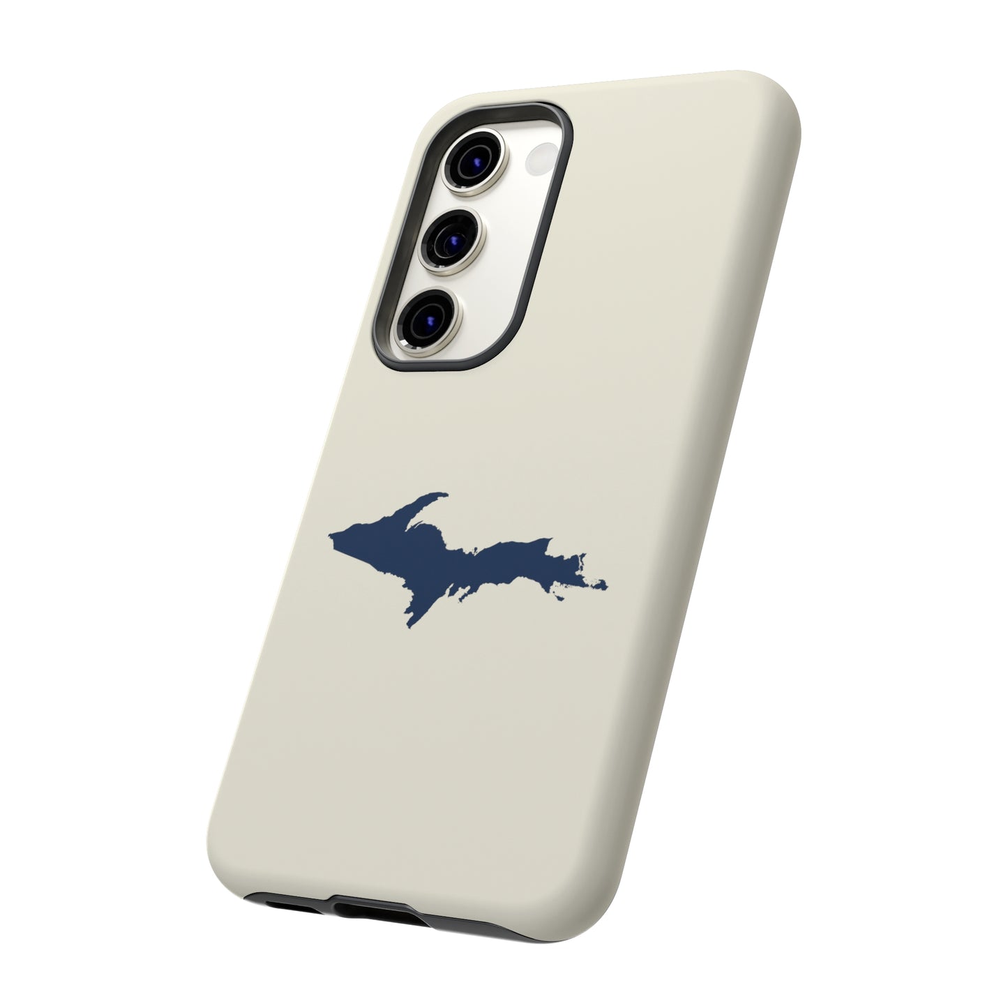 Michigan Upper Peninsula Tough Phone Case (Ivory w/ Navy UP Outline) | Samsung & Pixel Android