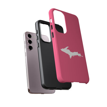 Michigan Upper Peninsula Tough Phone Case (Rhodochrosite Pink w/ UP Outline) | Samsung & Pixel Android