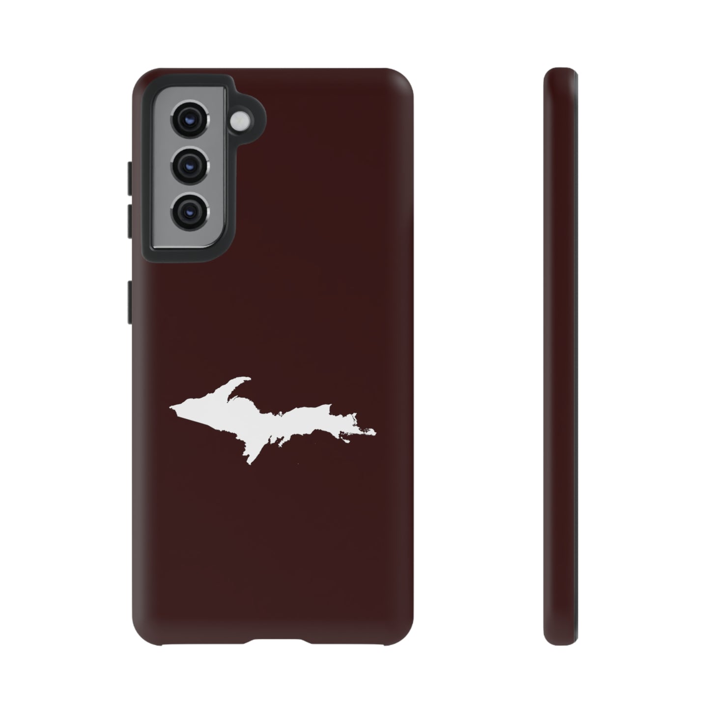 Michigan Upper Peninsula Tough Phone Case (Cherrywood Color w/ UP Outline) | Samsung & Pixel Android