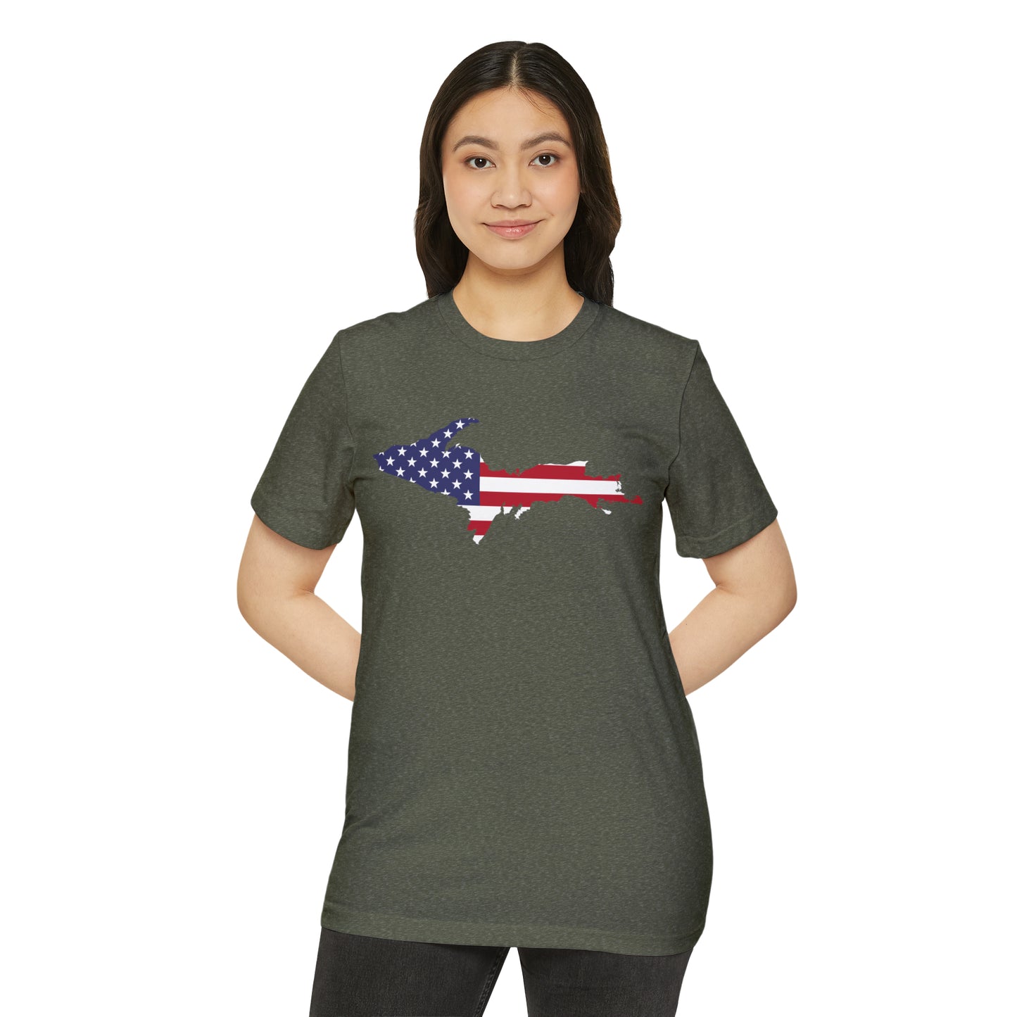 Michigan Upper Peninsula T-Shirt (w/ UP USA Flag) | Unisex Recycled Organic