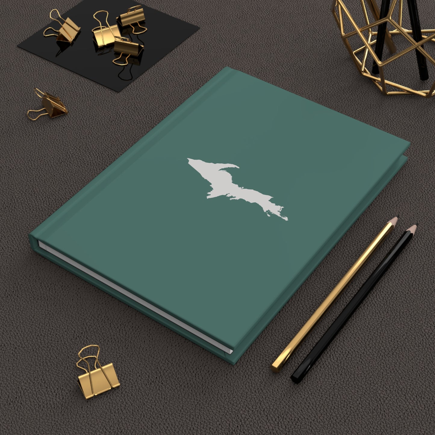 Michigan Upper Peninsula Hardcover Journal (Copper Green w/ Plum Outline) | Ruled - 150pgs