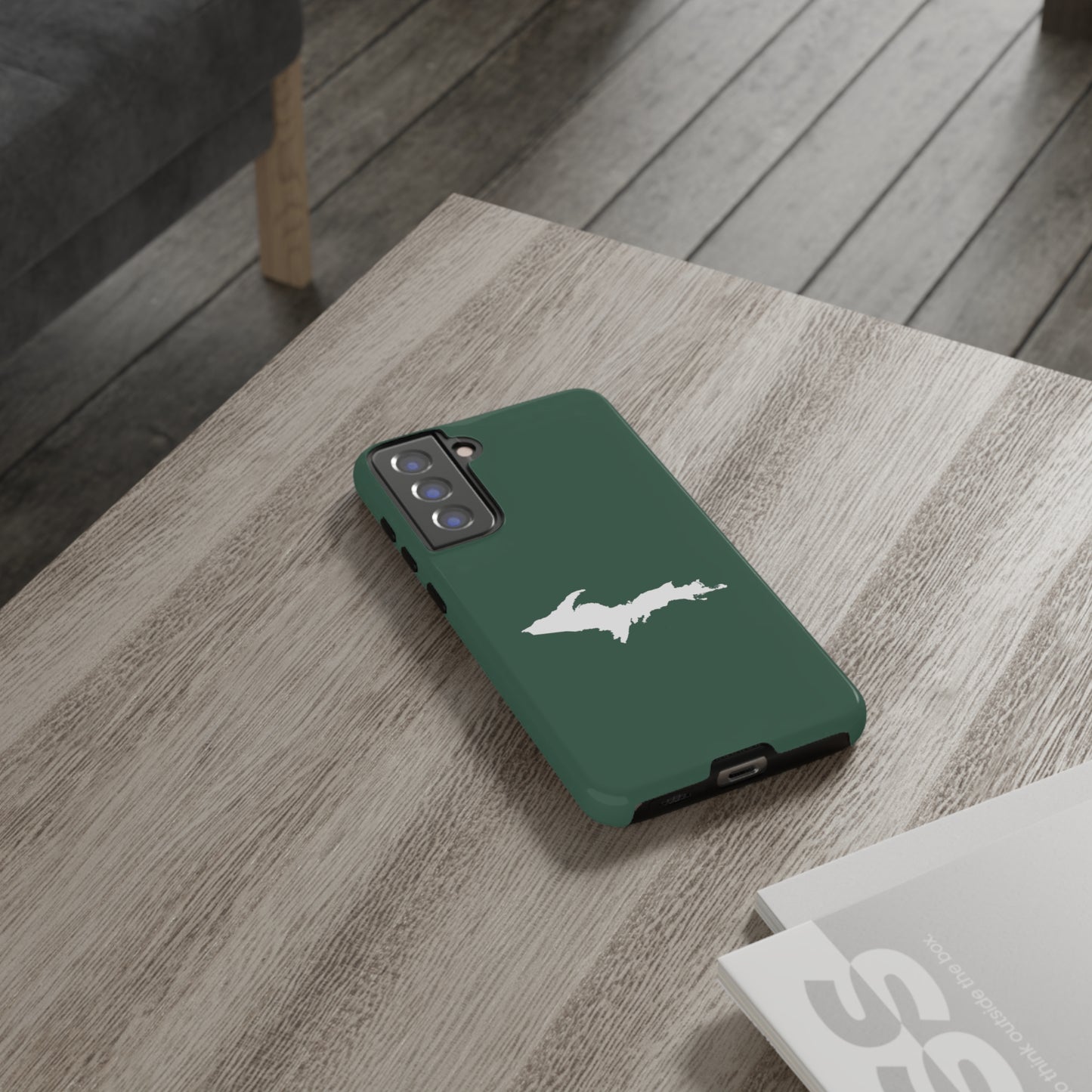 Michigan Upper Peninsula Tough Phone Case (Ginger Ale Green w/ UP Outline) | Samsung & Pixel Android