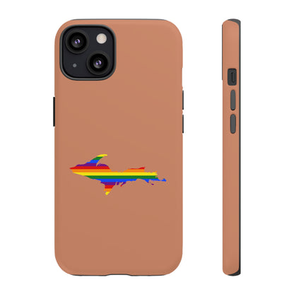 Michigan Upper Peninsula Tough Phone Case (Copper Color w/ UP Pride Flag Outline) | Apple iPhone