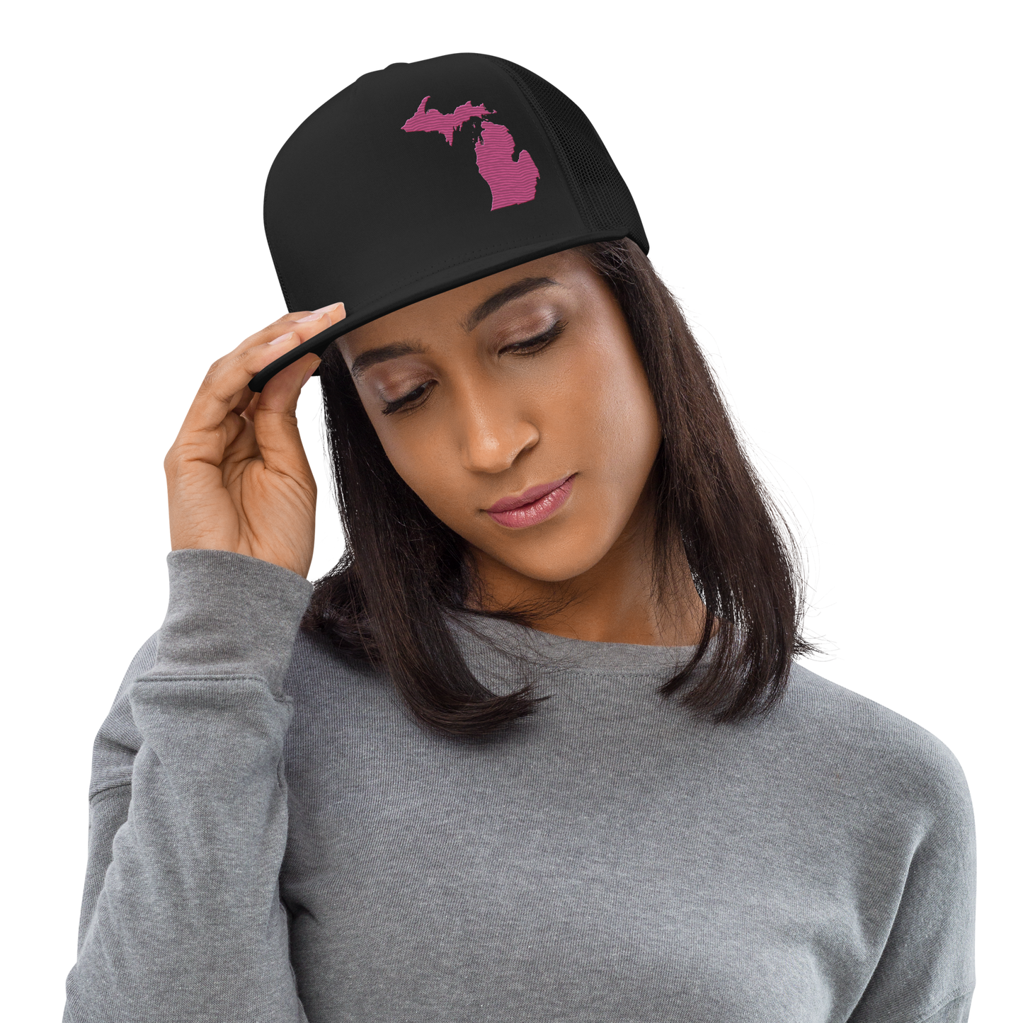 Michigan Trucker Hat | 5-Panel - Apple Blossom Pink Outline