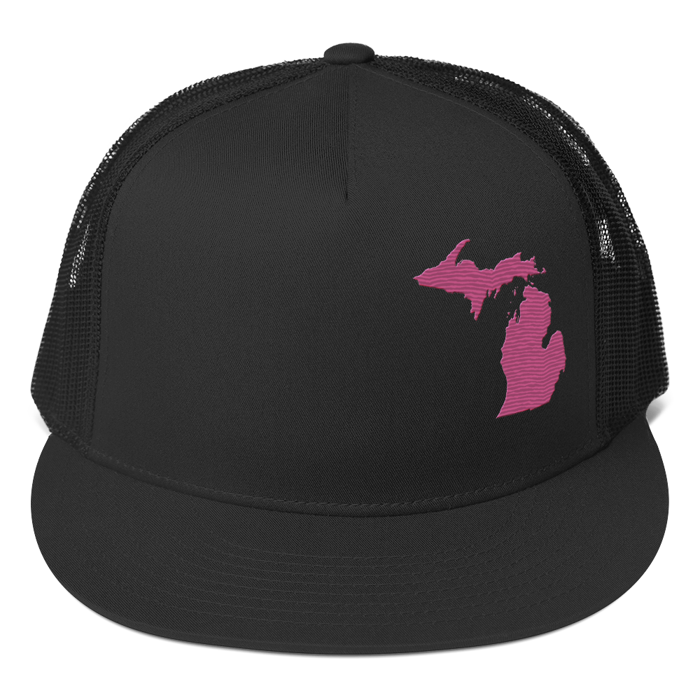 Michigan Trucker Hat | 5-Panel - Apple Blossom Pink Outline