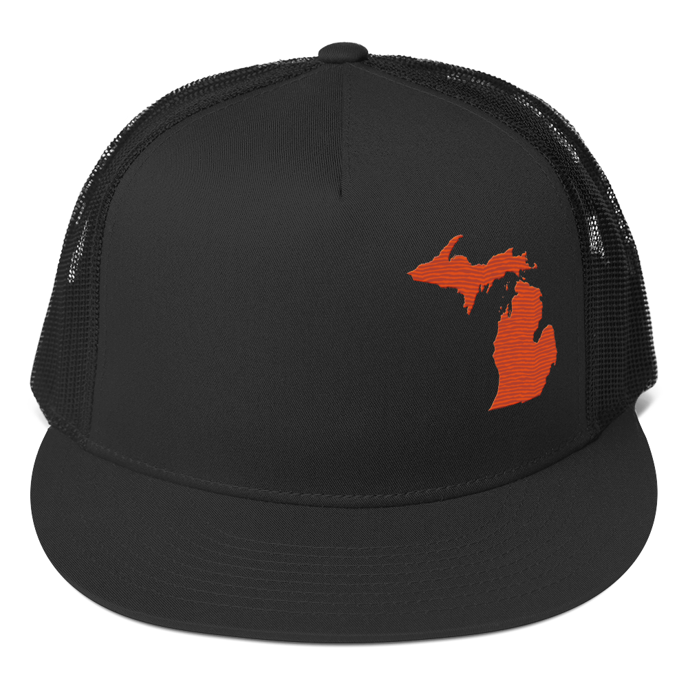 Michigan Trucker Hat | 5-Panel - Maple Leaf Orange Outline