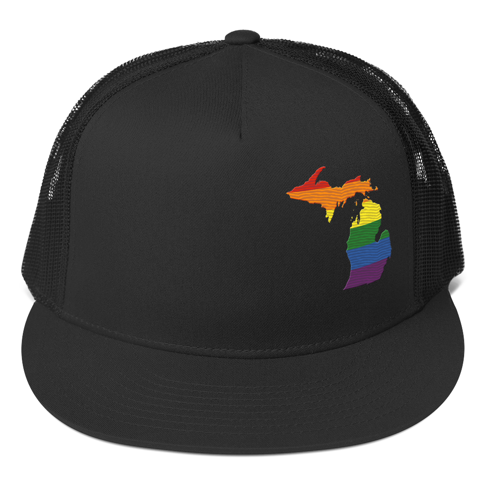 Michigan Trucker Hat | 5-Panel - Rainbow Pride Outline