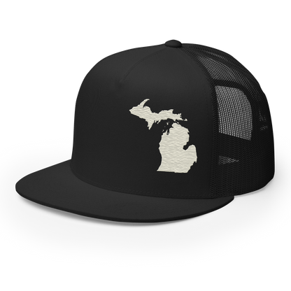 Michigan Trucker Hat | 5-Panel - Ivory White Outline