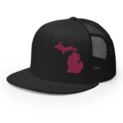 Michigan Trucker Hat | 5-Panel - Ruby Red Outline