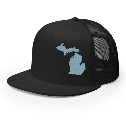 Michigan Trucker Hat | 5-Panel - Opal Blue Outline