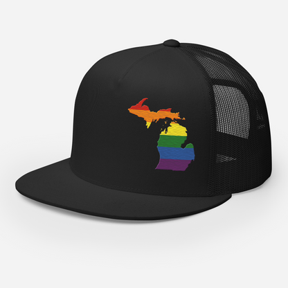 Michigan Trucker Hat | 5-Panel - Rainbow Pride Outline