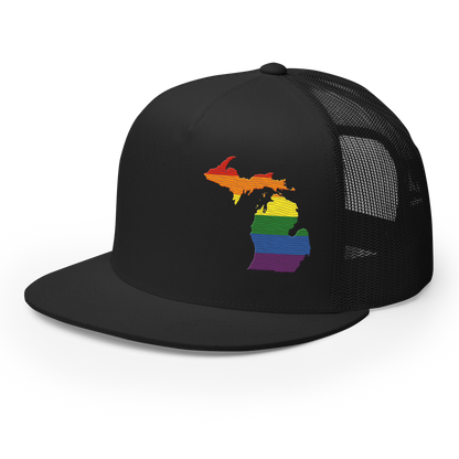 Michigan Trucker Hat | 5-Panel - Rainbow Pride Outline