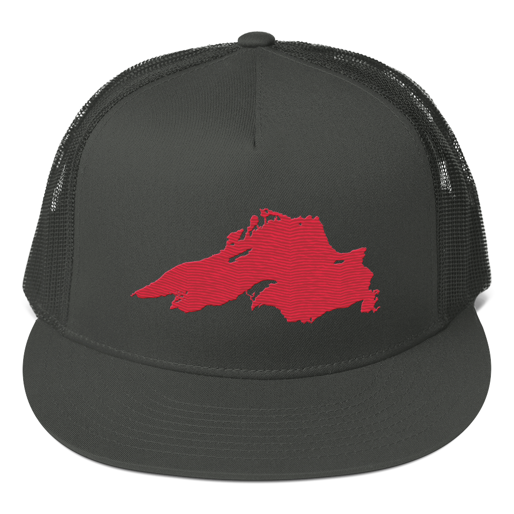 Lake Superior Trucker Hat | 5-Panel - Lighthouse Red