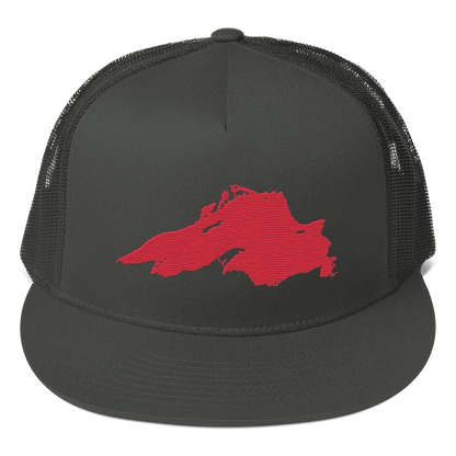 Lake Superior Trucker Hat | 5-Panel - Lighthouse Red