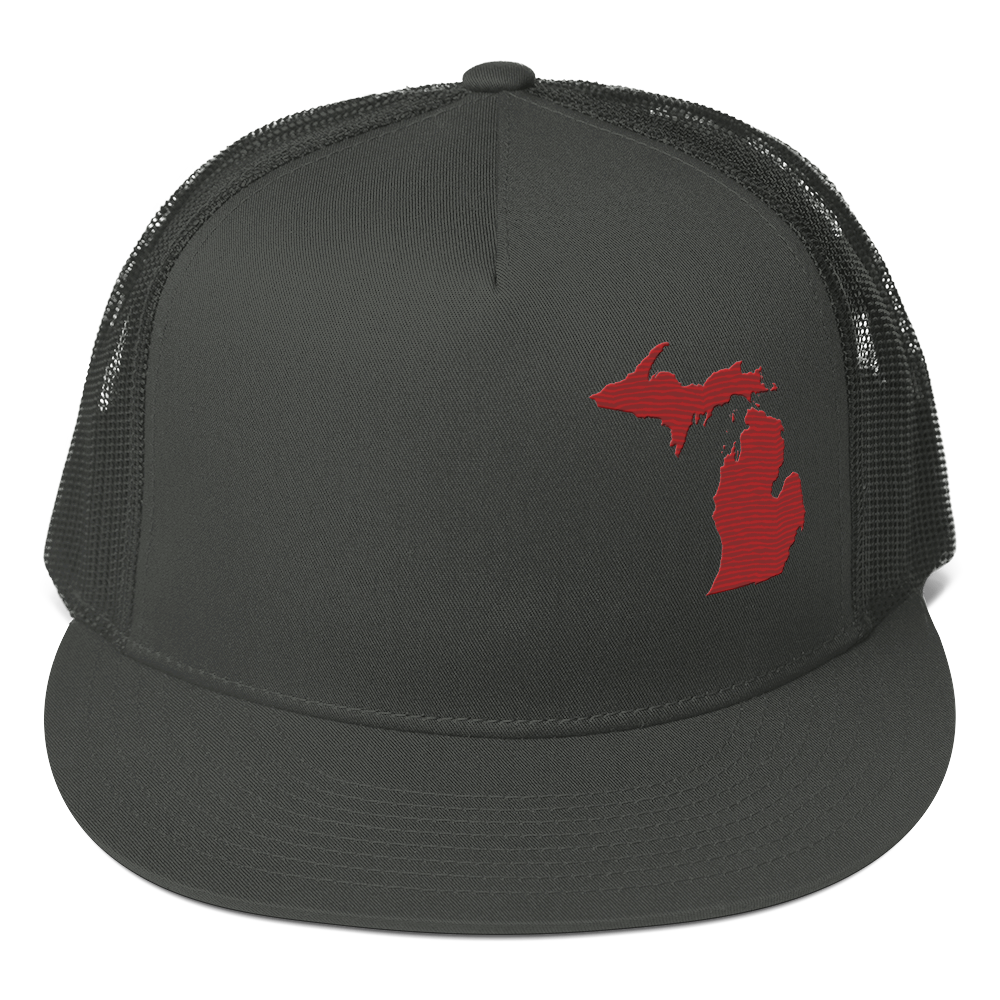 Michigan Trucker Hat | 5-Panel - Thimbleberry Red Outline