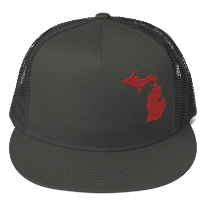 Michigan Trucker Hat | 5-Panel - Thimbleberry Red Outline