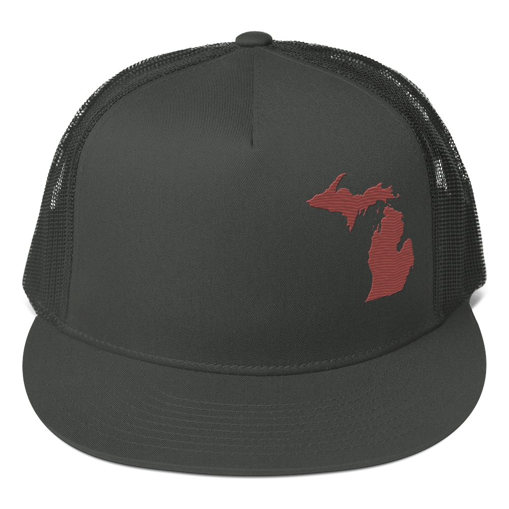 Michigan Trucker Hat | 5-Panel - Ore Dock Red Outline