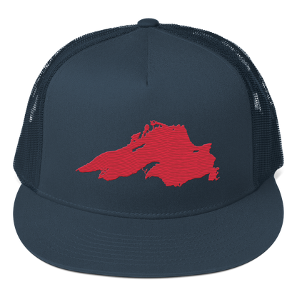 Lake Superior Trucker Hat | 5-Panel - Lighthouse Red