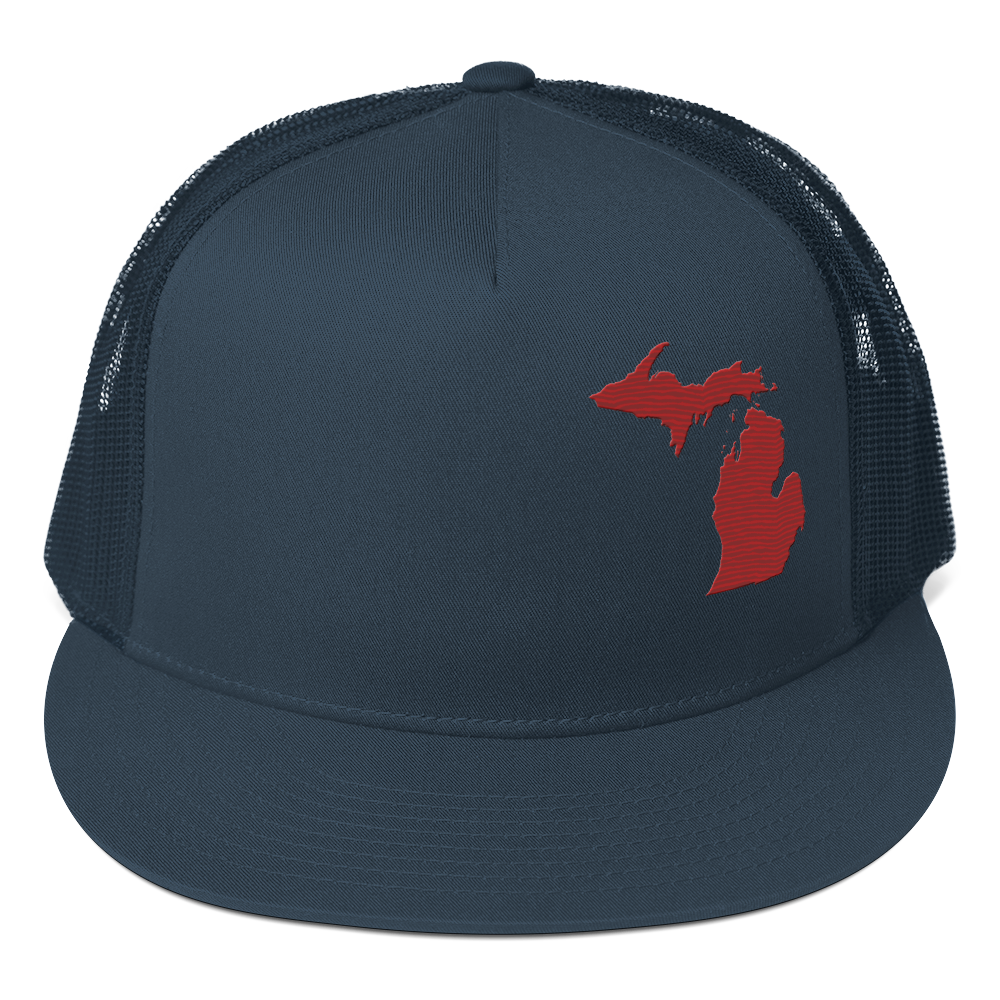 Michigan Trucker Hat | 5-Panel - Thimbleberry Red Outline