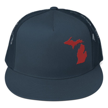 Michigan Trucker Hat | 5-Panel - Thimbleberry Red Outline