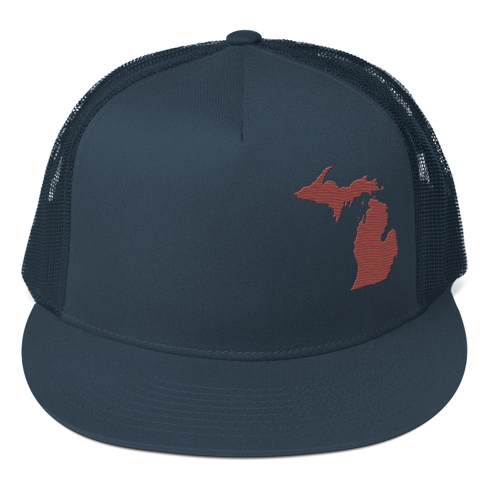 Michigan Trucker Hat | 5-Panel - Ore Dock Red Outline