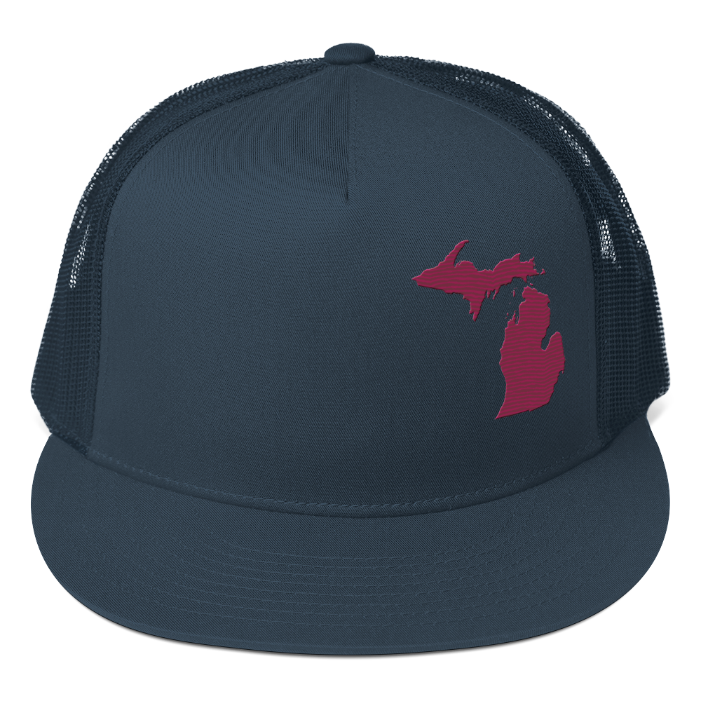 Michigan Trucker Hat | 5-Panel - Ruby Red Outline