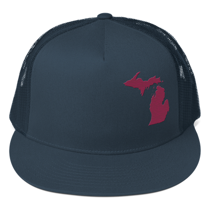 Michigan Trucker Hat | 5-Panel - Ruby Red Outline