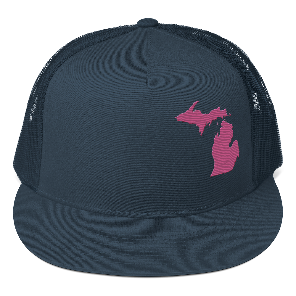 Michigan Trucker Hat | 5-Panel - Apple Blossom Pink Outline