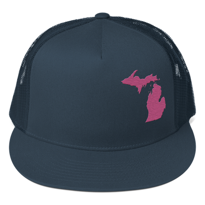 Michigan Trucker Hat | 5-Panel - Apple Blossom Pink Outline