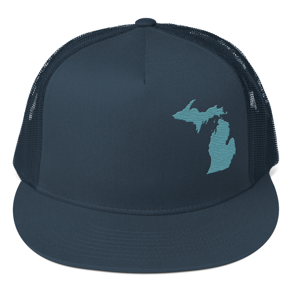 Michigan Trucker Hat | 5-Panel - Huron Blue Outline