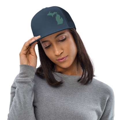 Michigan Trucker Hat | 5-Panel - Copper Green Outline