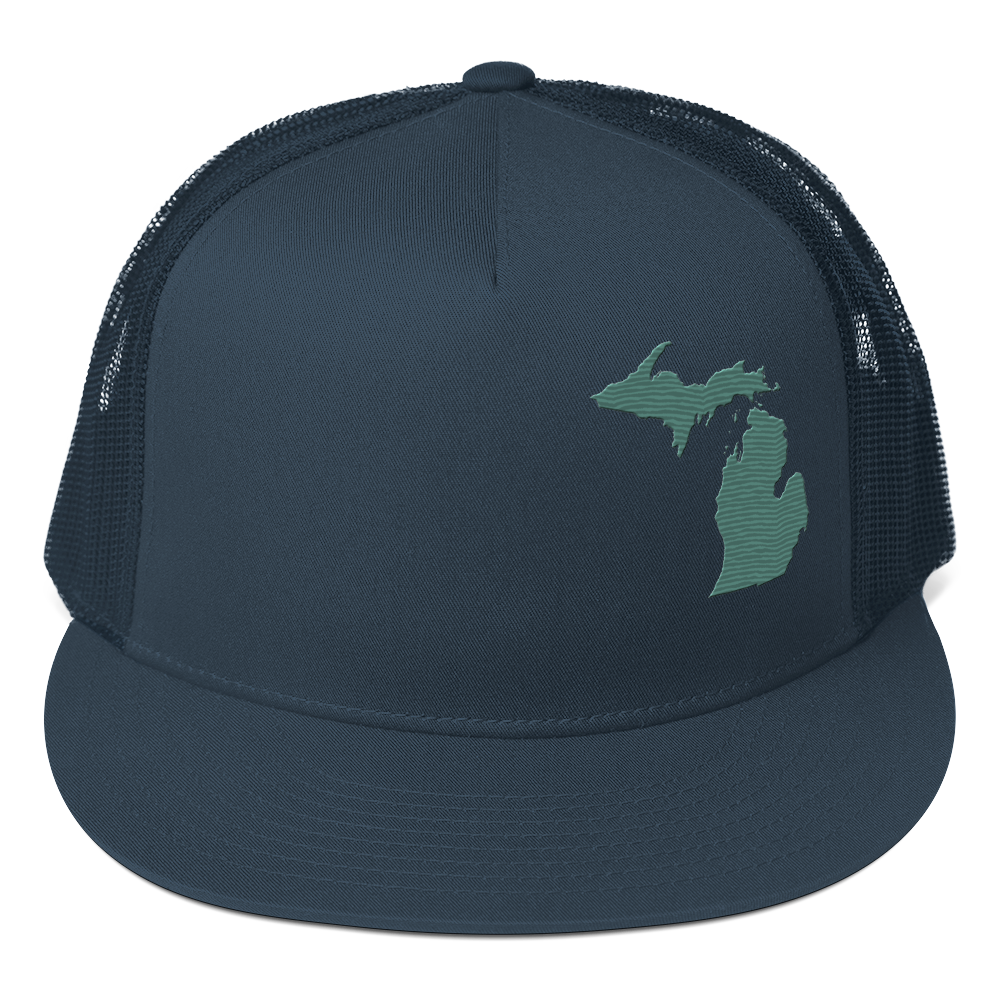 Michigan Trucker Hat | 5-Panel - Copper Green Outline