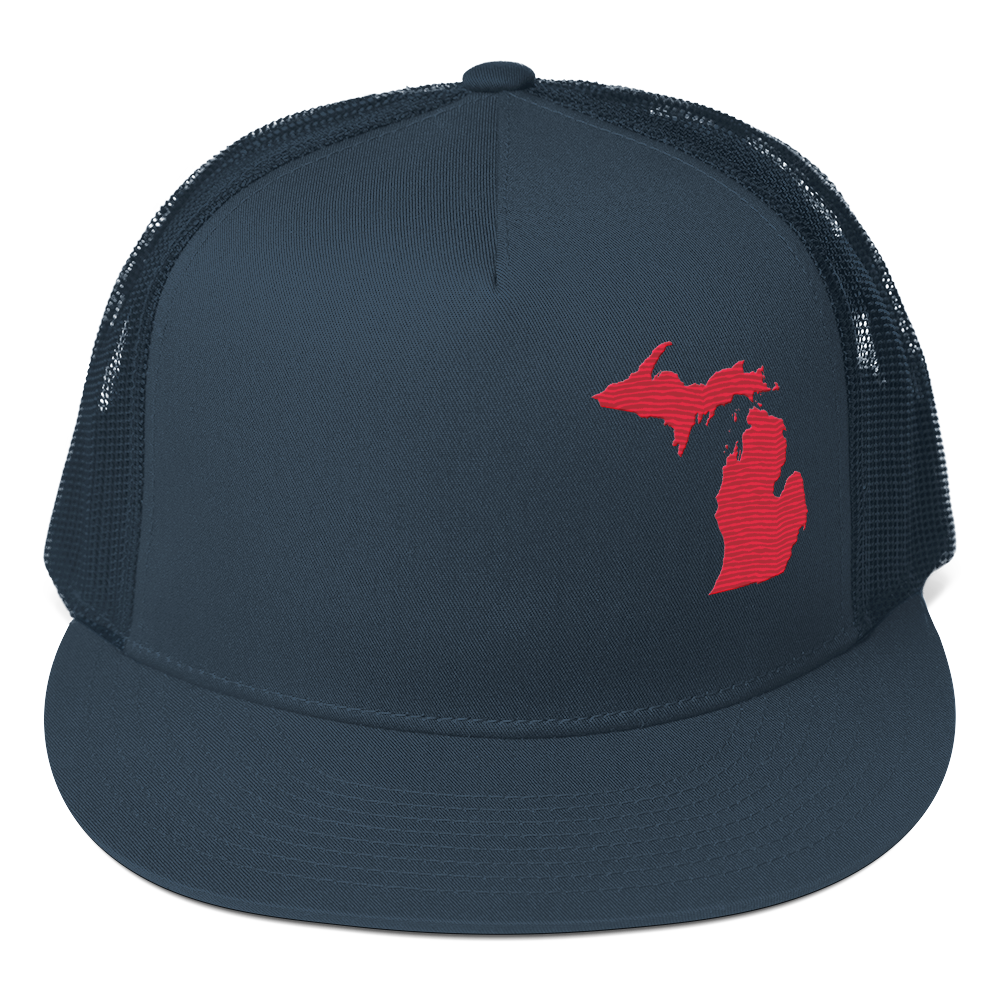 Michigan Trucker Hat | 5-Panel - Lighthouse Red Outline