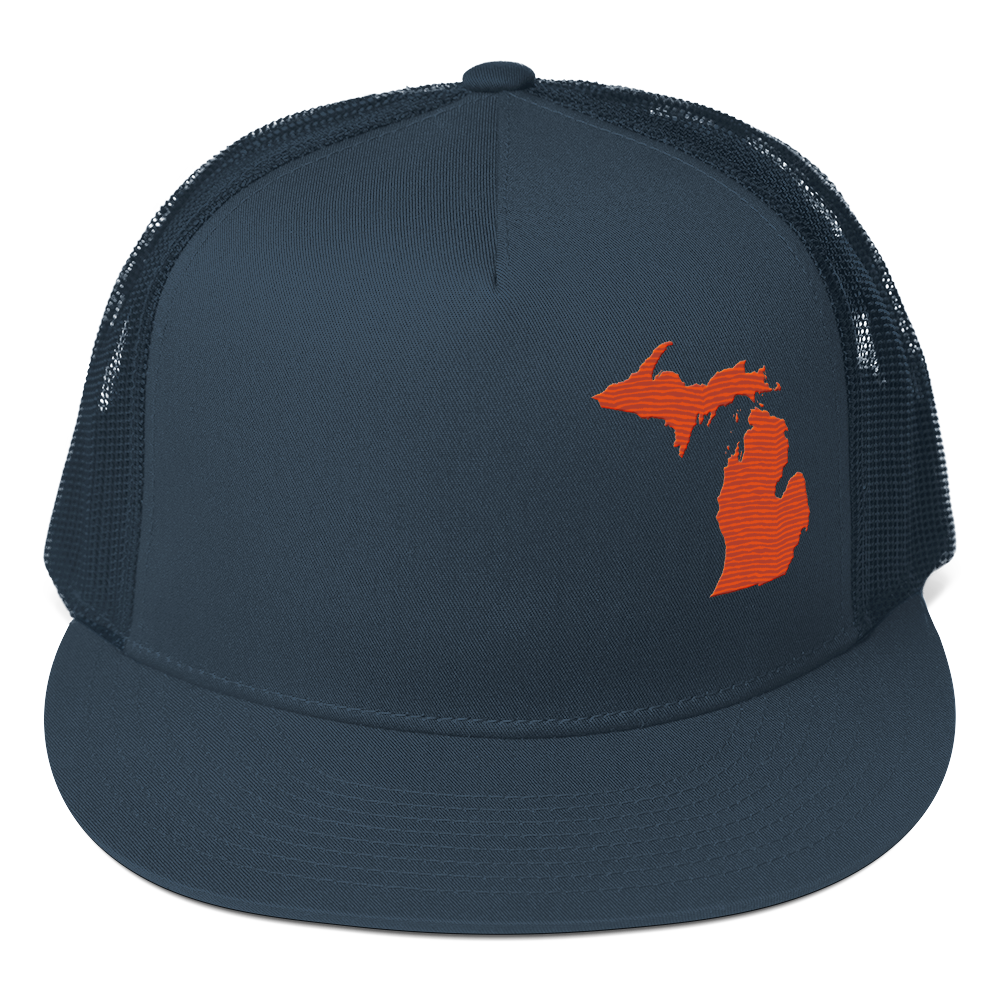 Michigan Trucker Hat | 5-Panel - Maple Leaf Orange Outline